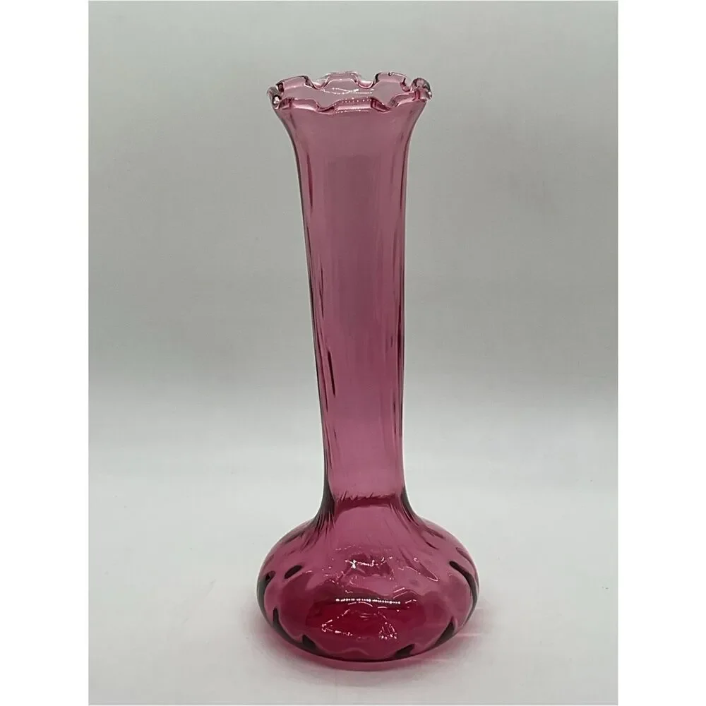 Vintage Pilgrim Cranberry Glass Bud Vase